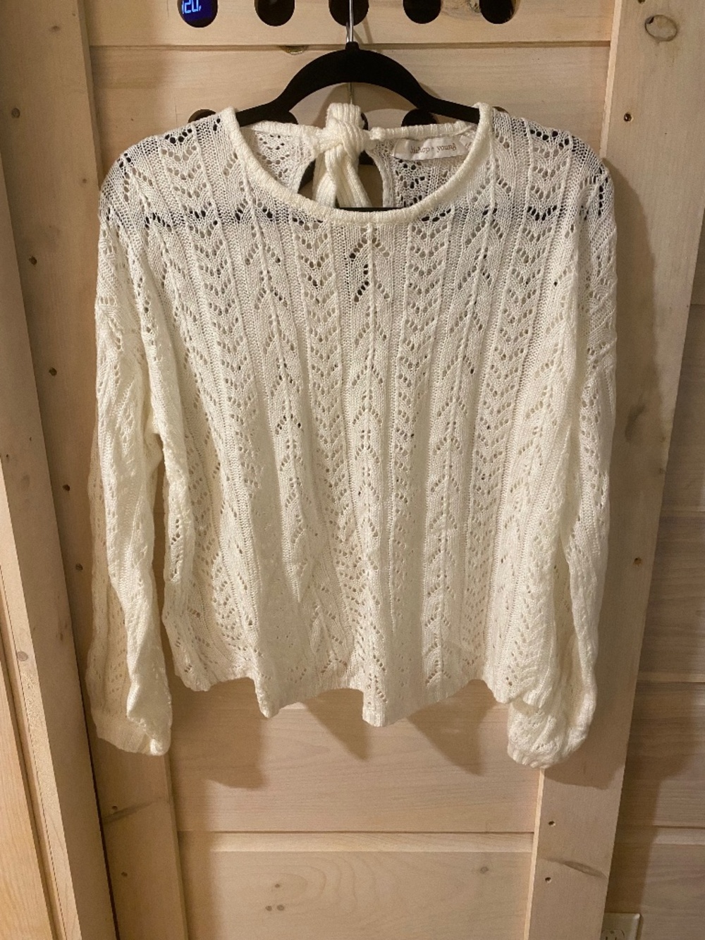 Anthropologie Bishop & Young pointelle cream sweater, L